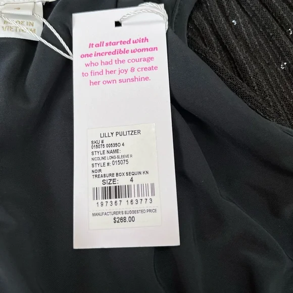 NWT Lilly Pulitzer Nicoline Long Sleeve Black Sequin Romper Size 4 - Picture 6 of 7